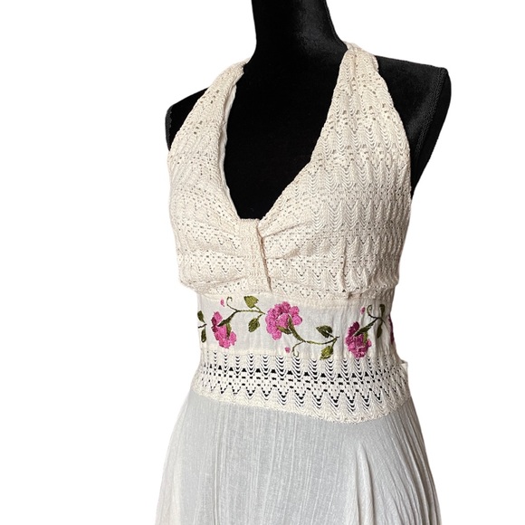 Y2K Fairy Garden Cotton Halter Dress with Flowers - Picture 2 of 10